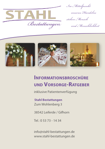 Broschüre Stahl Bestattungen 2024 Titelseite wird gezeigt. Kann als ganze Datei heruntergeladen werden.